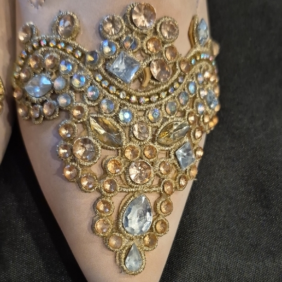 SHEIN Pale Pink Suede Embellished Loafers - Picture 7 of 10